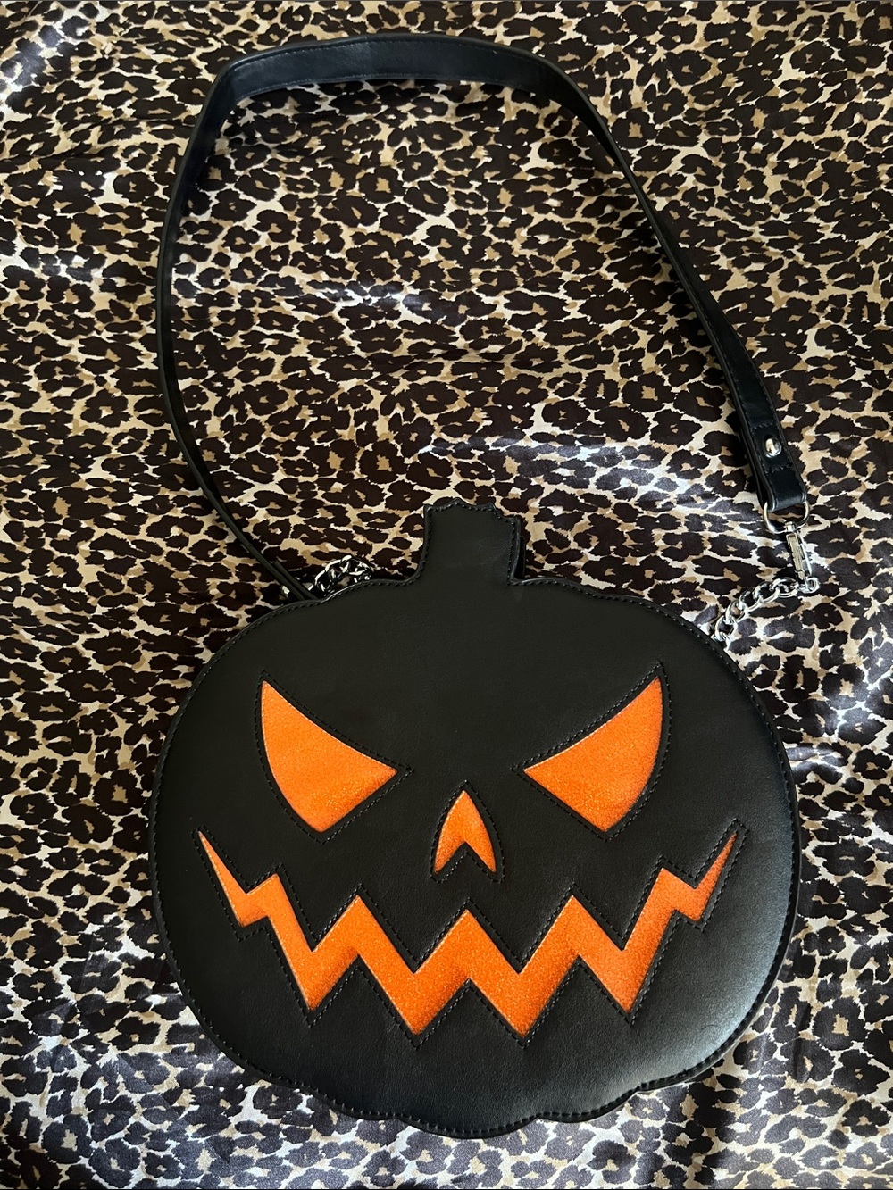 Sourpuss Black & Orange Pumpkin Crossbody Bag